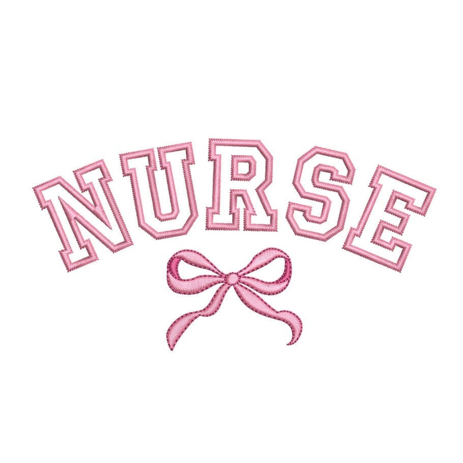 Nurse with Bow Machine Embroidery Design, 3 sizes, Instant Download