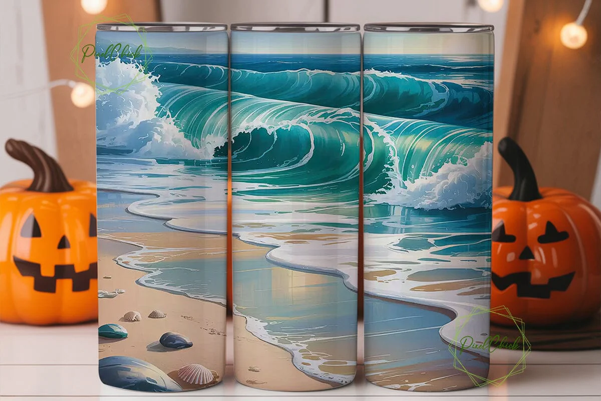 Ocean Beach Waves 20oz Tumbler Wrap - Image 2