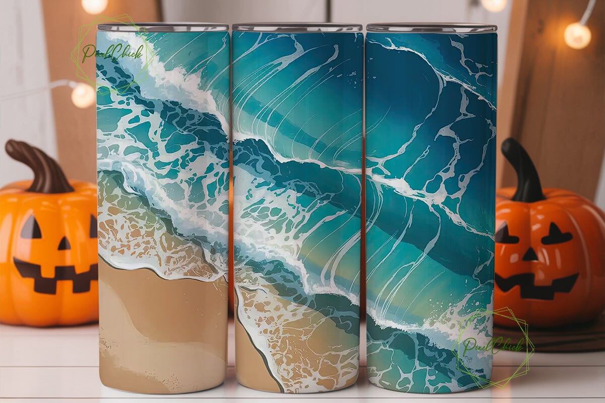 Ocean Beach Waves 20oz Tumbler Wrap - Image 2