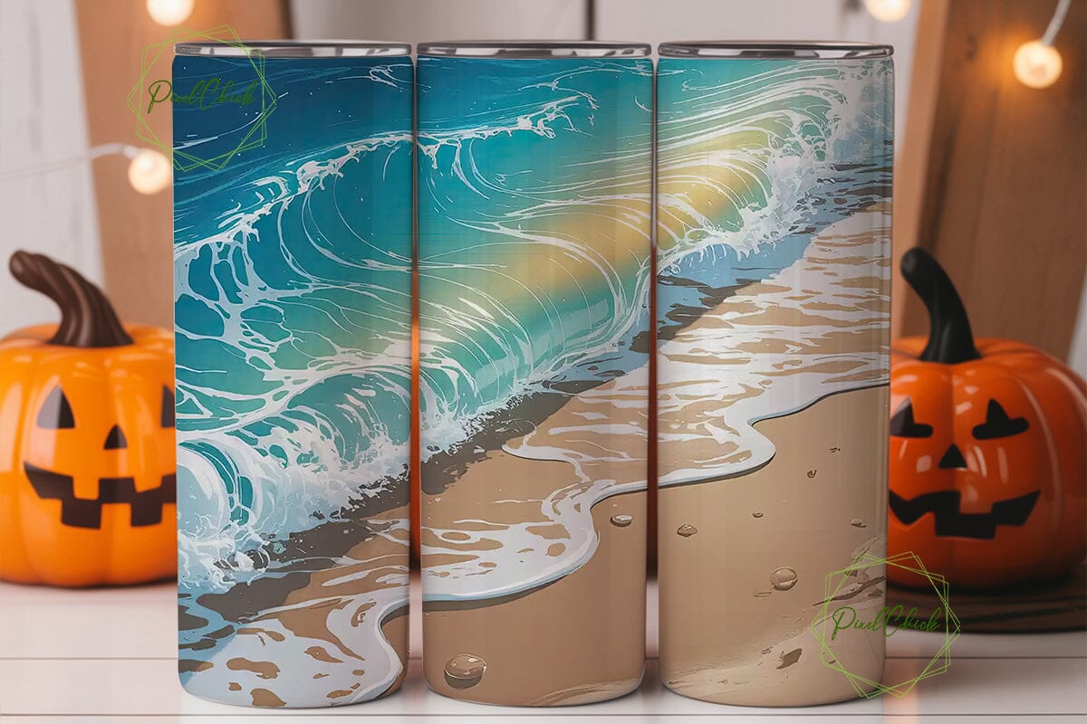 Ocean Waves Beach 20oz Tumbler Wrap - Image 2