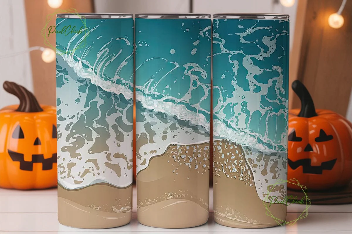 Ocean Waves Beach 20oz Tumbler Wrap - Image 2