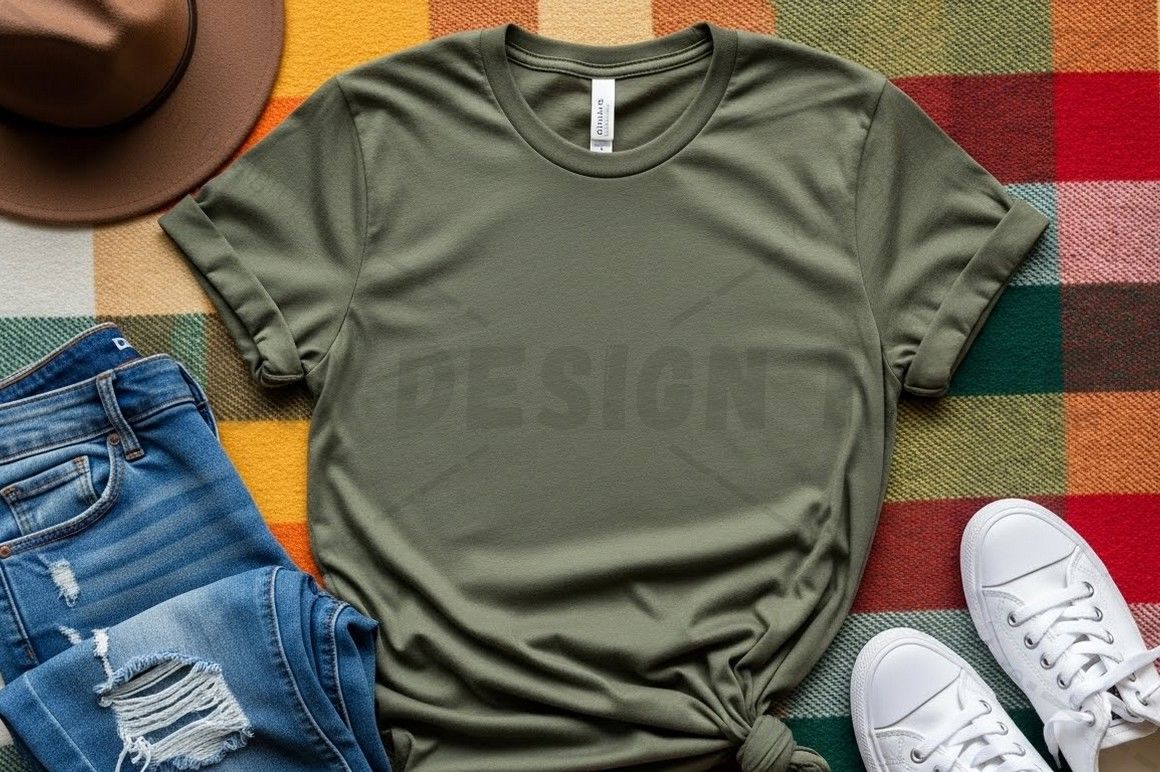 Olive green t-shirt mockup design