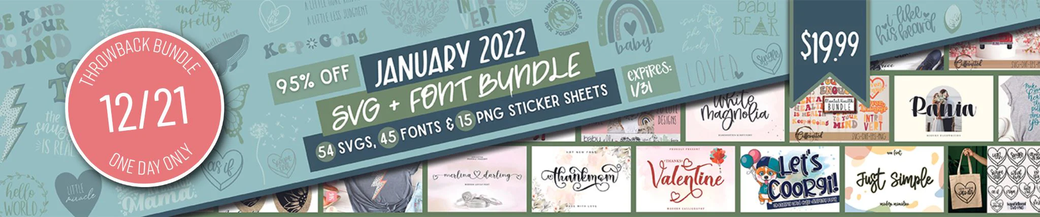 One Day Throwback! January 2022 SVG and Font Bundle - Image 2