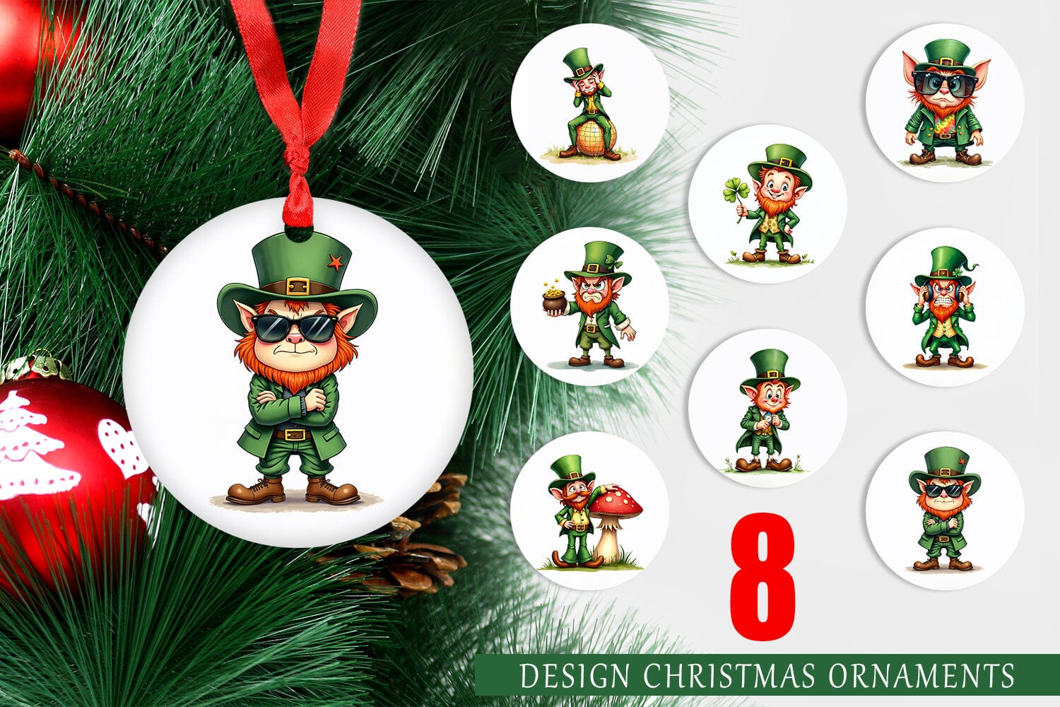 Ornament Grumpy Retro Leprechaun