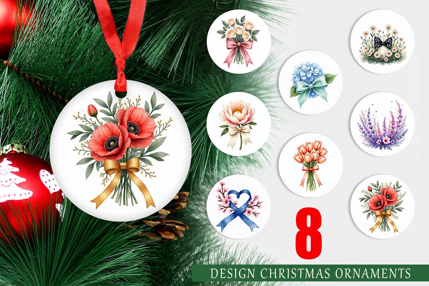 Ornament Vintage Floral Bow