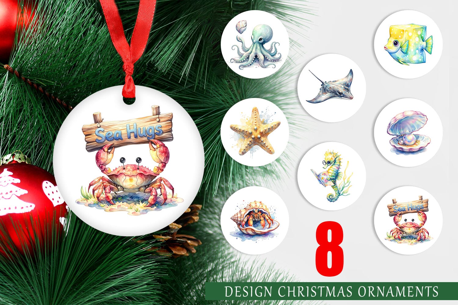 Ornament Watercolor Boho Ocean Nursery Animal