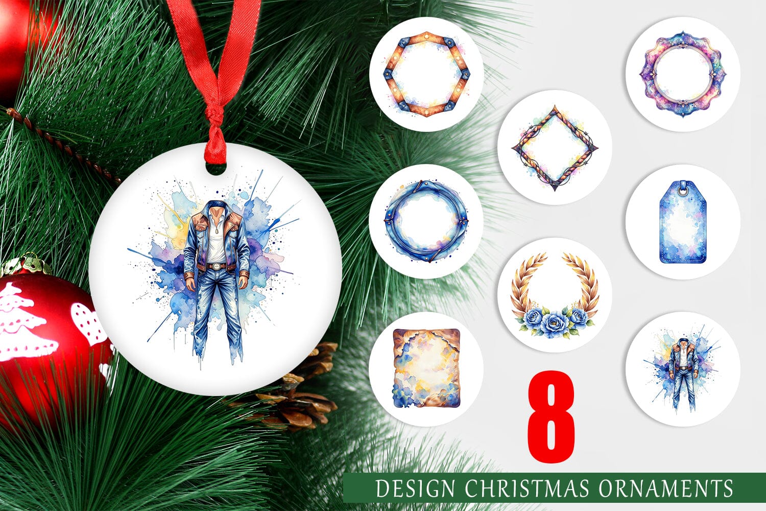 Ornament Watercolor Western Frame