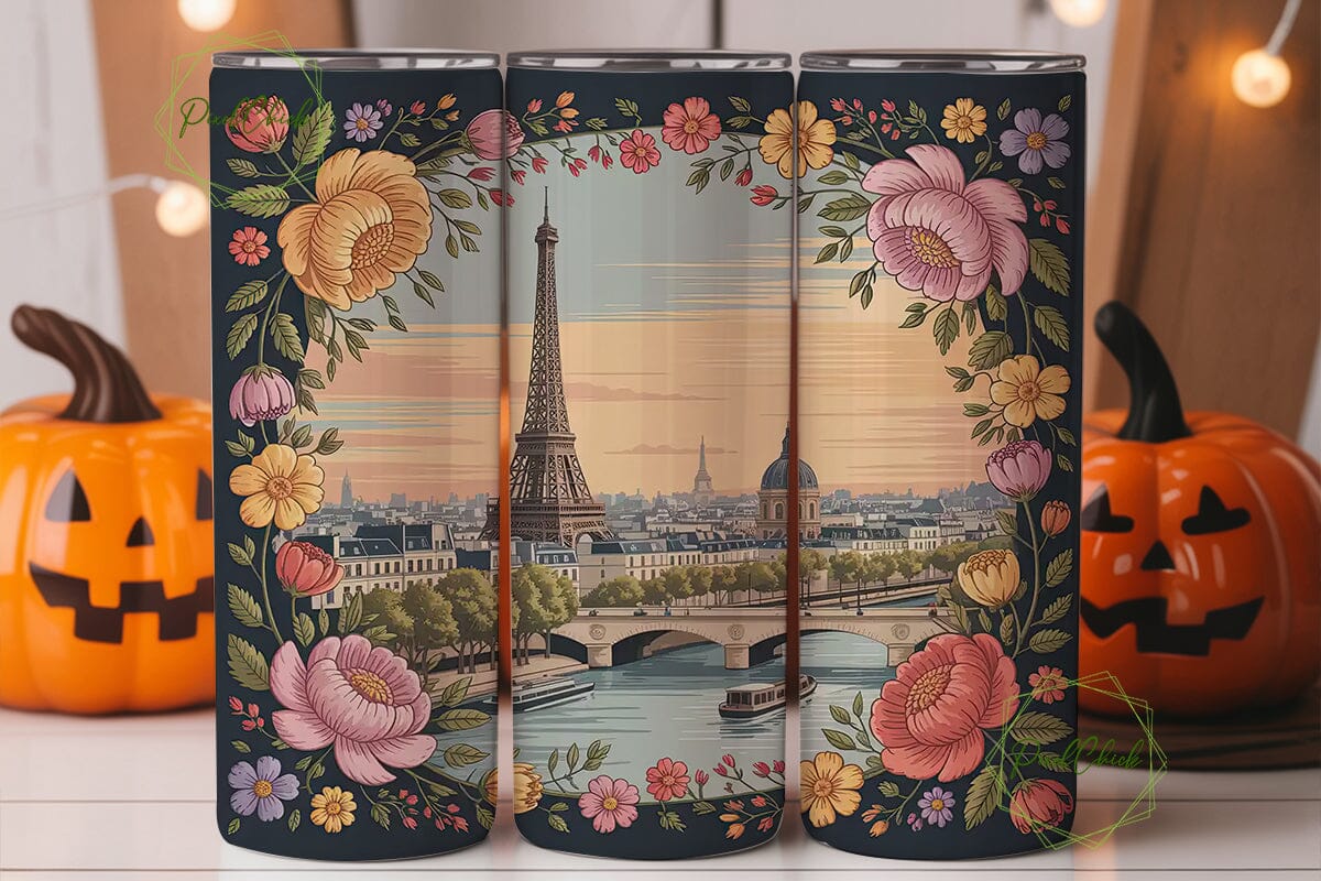 Paris Sunset Floral Tumbler Design - Image 2