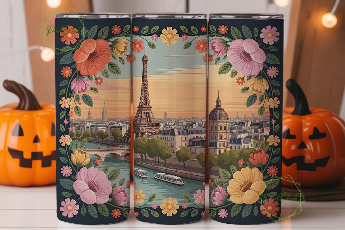 Paris Sunset Floral Tumbler Design - Image 2