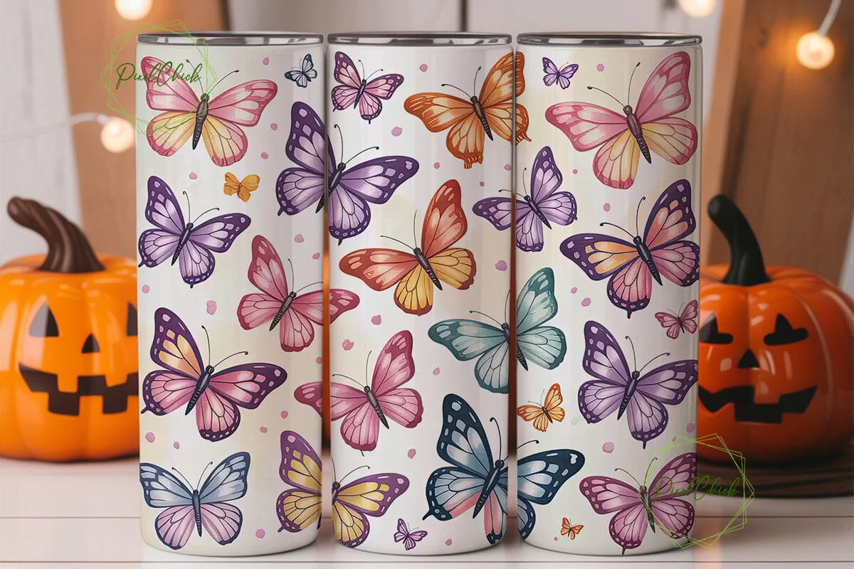 Pastel Butterfly 20oz Tumbler Wrap - Image 2