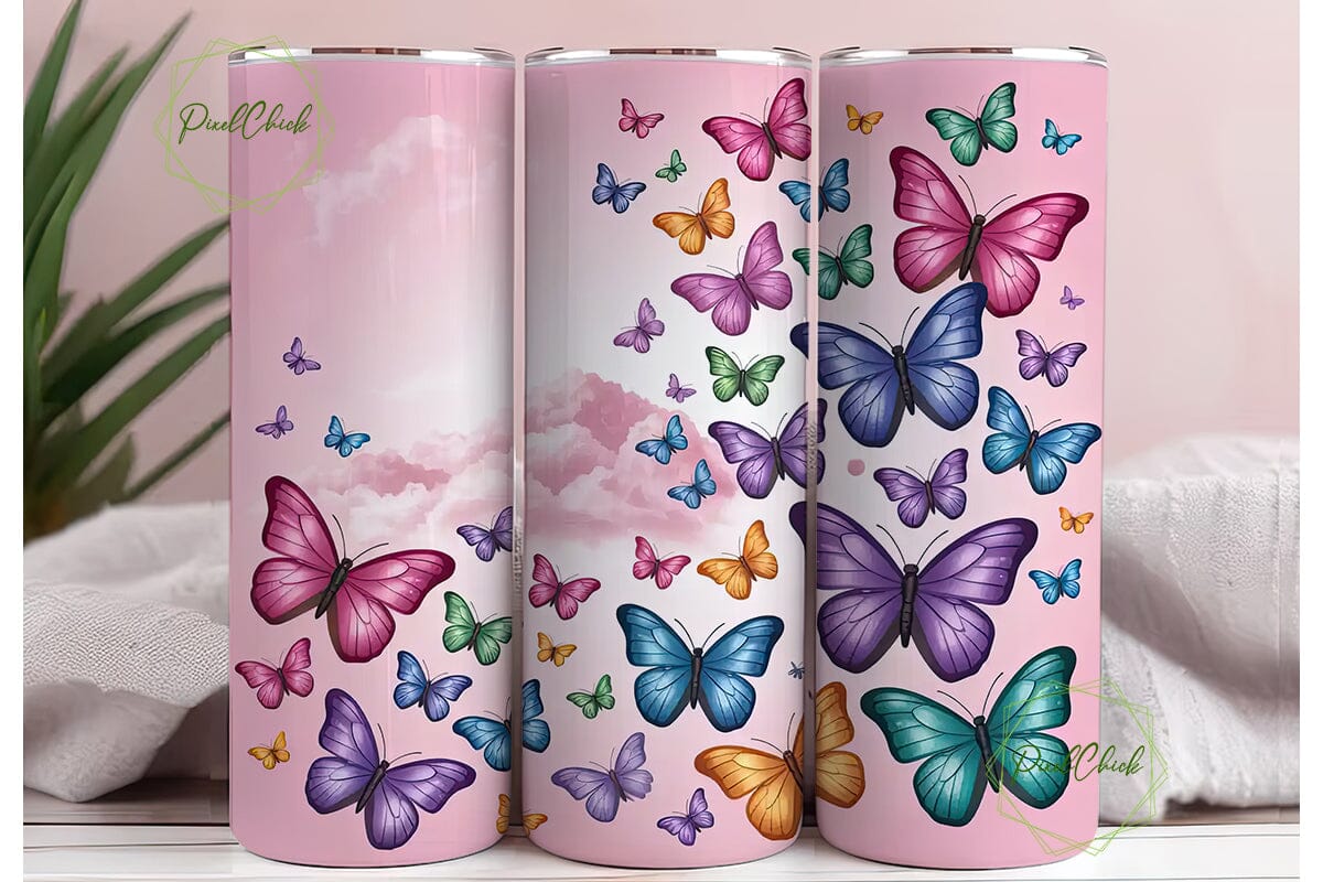 Pastel Iridescent Butterfly Tumbler Wrap - Image 3