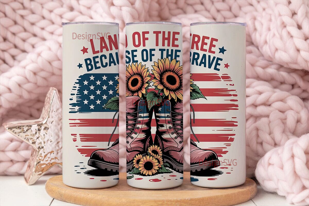 Patriotic Boots & Sunflowers 20oz