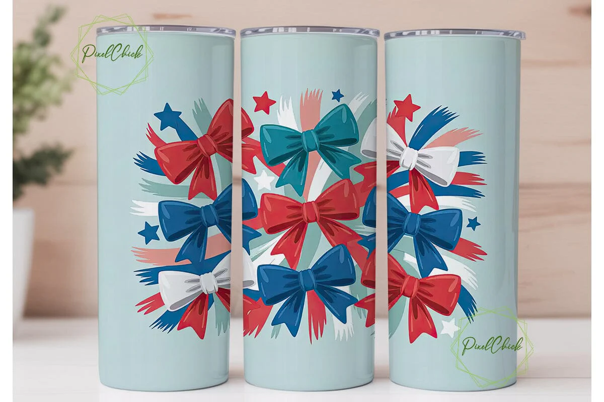 Patriotic Bows 20oz Tumbler Wrap