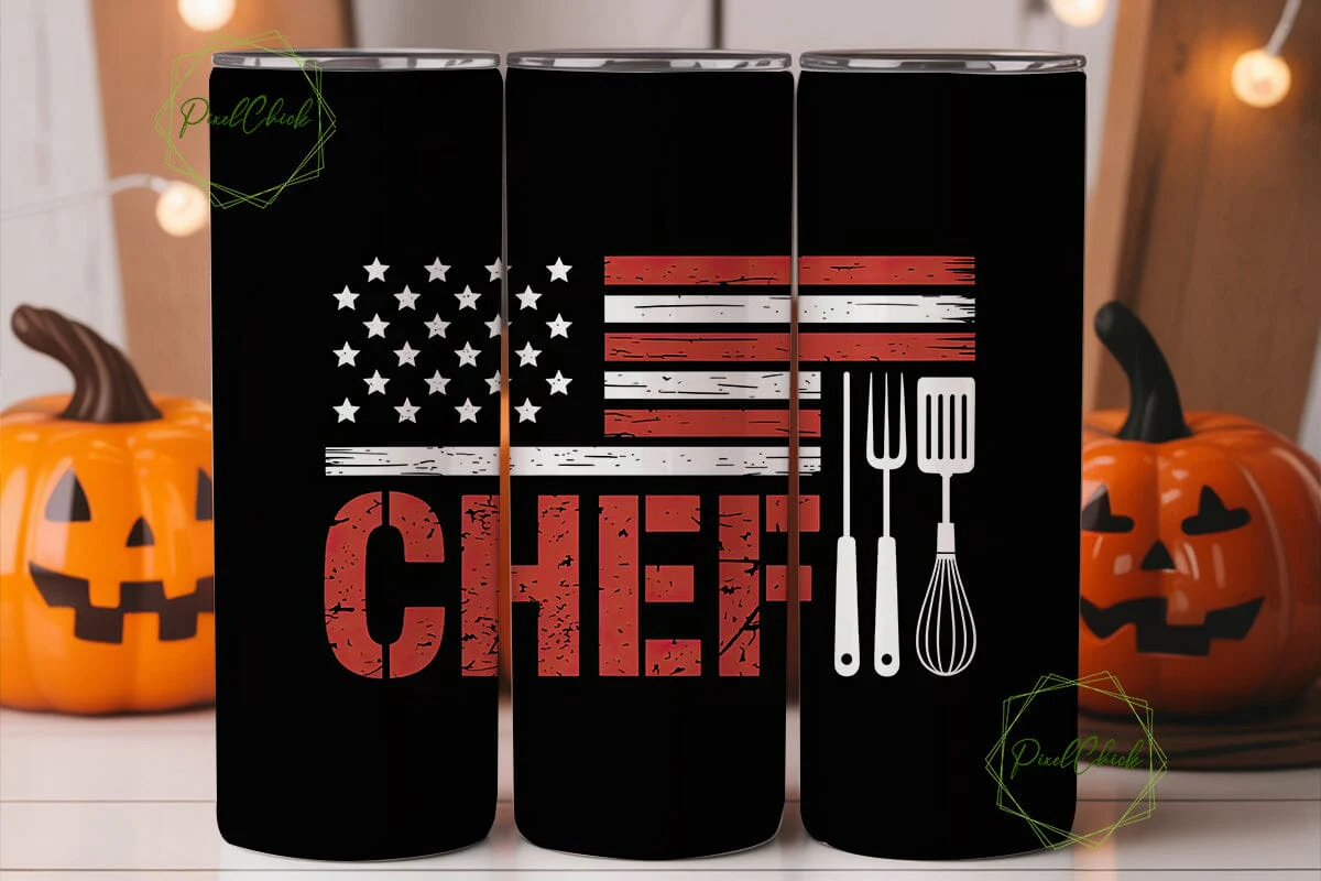 Patriotic Chef 20oz Tumbler Wrap - Image 3