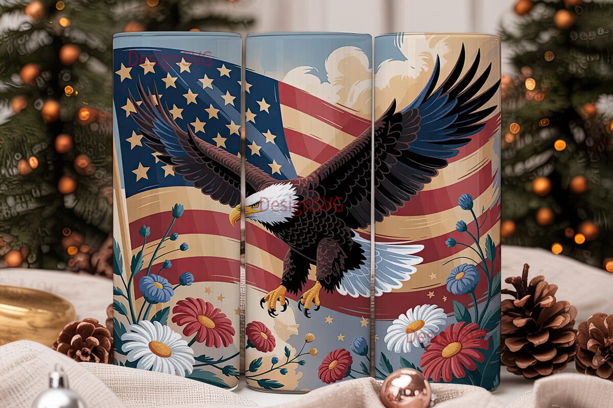 Patriotic Eagle 20oz Tumbler Wrap - Image 2