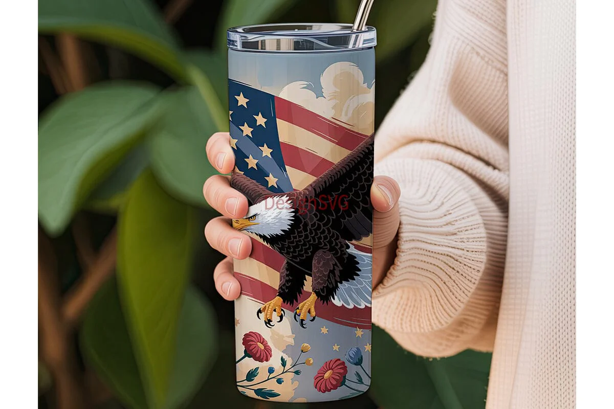 Patriotic Eagle 20oz Tumbler Wrap - Image 3