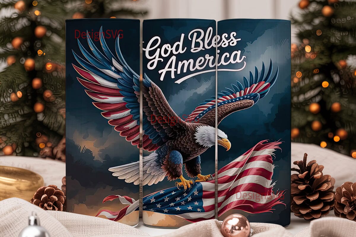 Patriotic Eagle 20oz Tumbler Wrap - Image 2