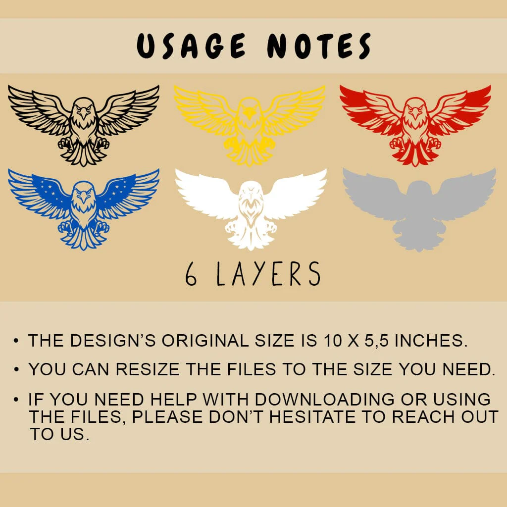 Patriotic Eagle Multilayer SVG, 3D Layered Eagle Cut File, USA Flag Eagle SVG for Laser Cut & Cricut, Cnc, Eagle Dxf - Image 3