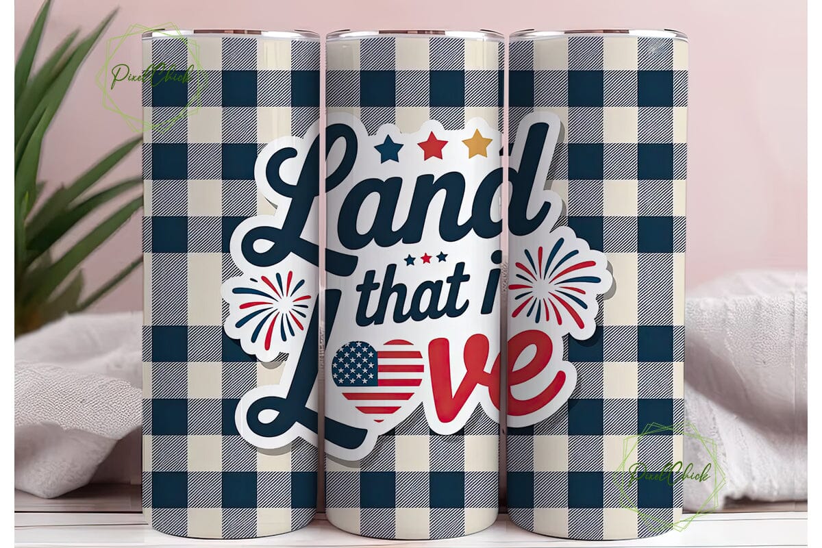 Patriotic Gingham 20oz Tumbler Wrap