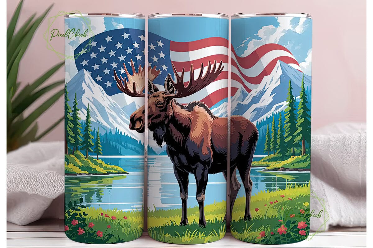 Patriotic Moose Tumbler Wrap - Image 3