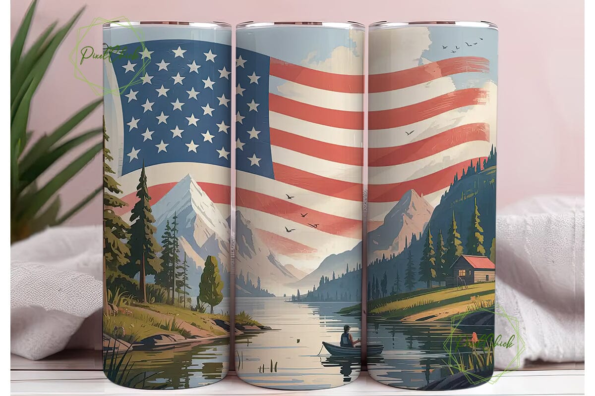 Patriotic Mountain Lake 20oz Tumbler - Image 3