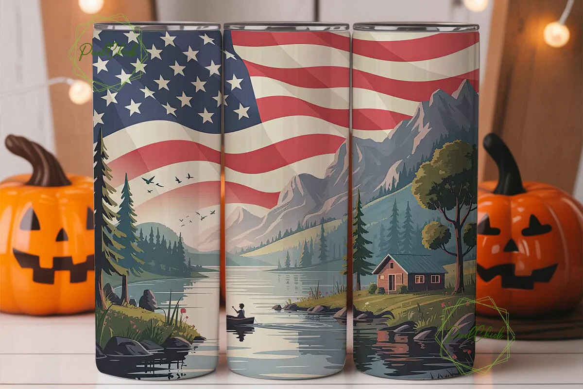 Patriotic Mountain Lake 20oz Tumbler - Image 2