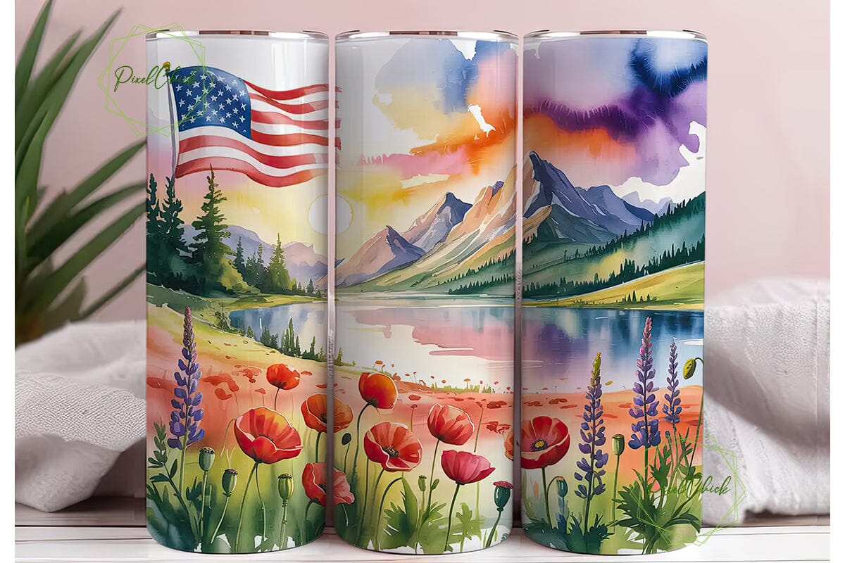 Patriotic Mountain Poppy 20oz Tumbler - Image 3