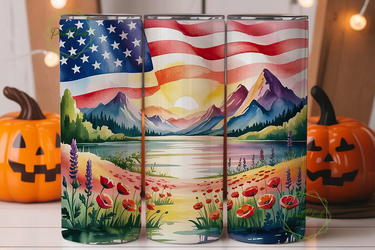 Patriotic Mountain Poppy 20oz Tumbler - Image 2