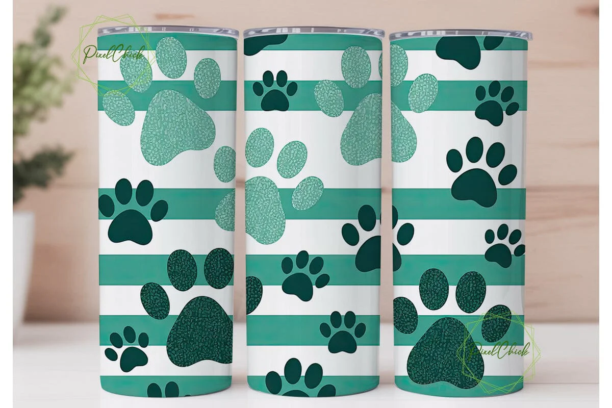 Paw Print Glitter 20oz Tumbler Wrap - Image 2