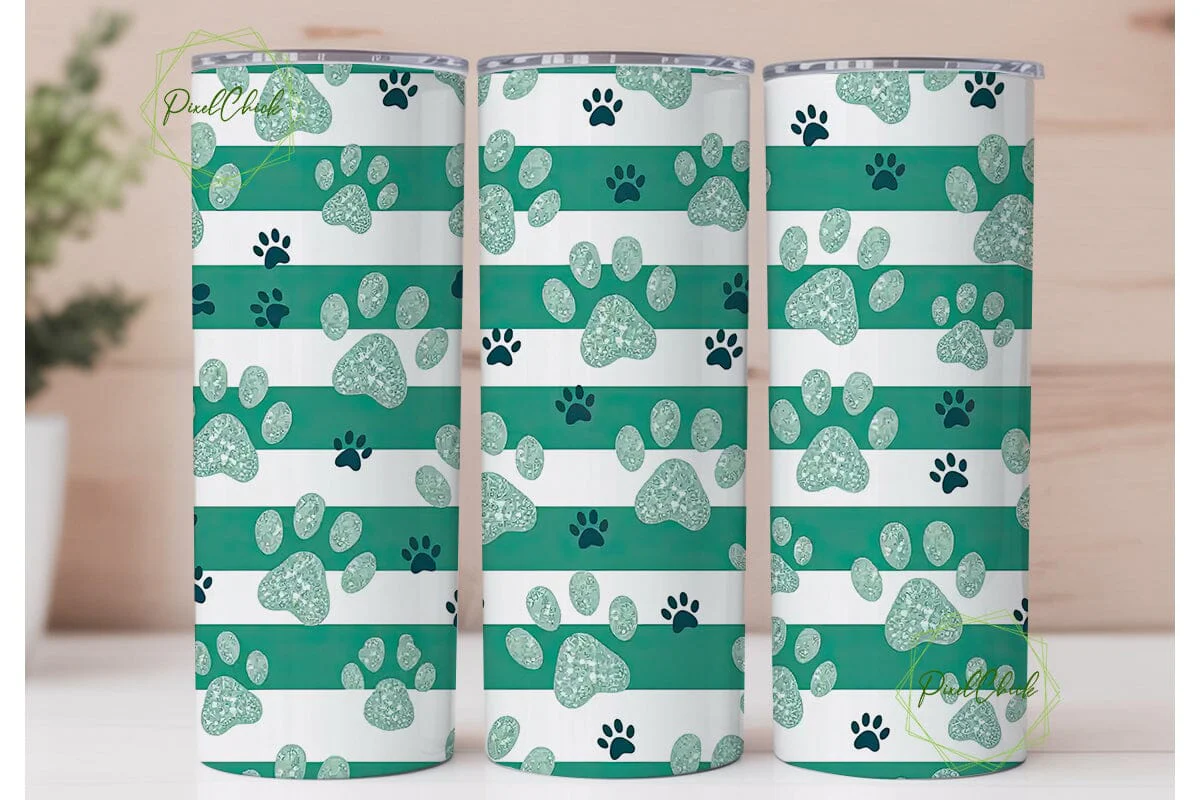Paw Print Glitter 20oz Tumbler Wrap - Image 2