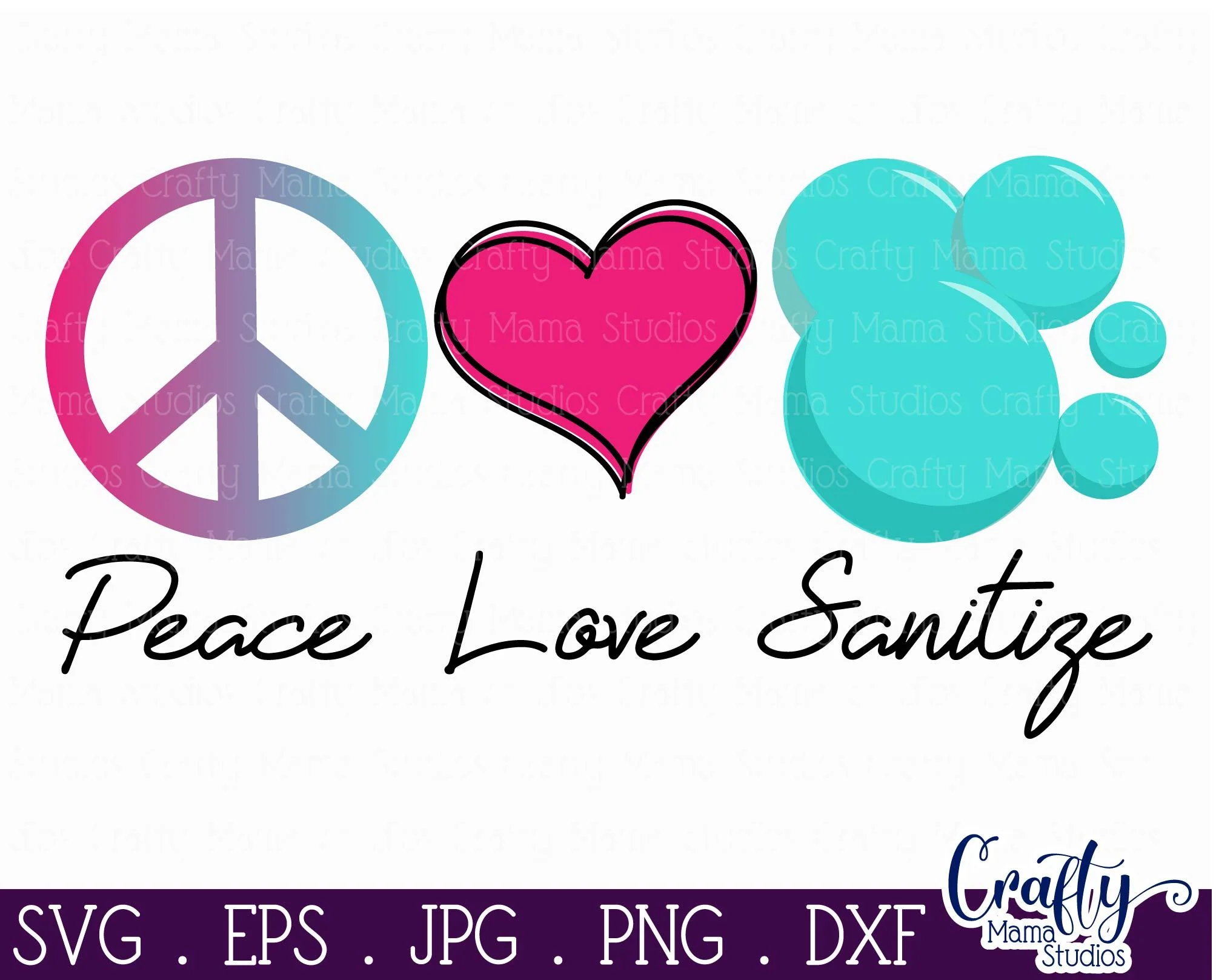 Peace Love Sanitize Svg - Social Distancing Svg - Sanitize Svg - Image 3