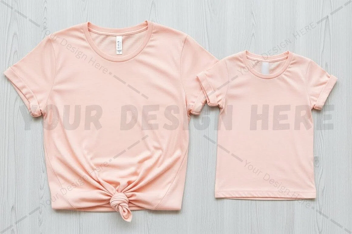 Peach pink t-shirt set for women and girls