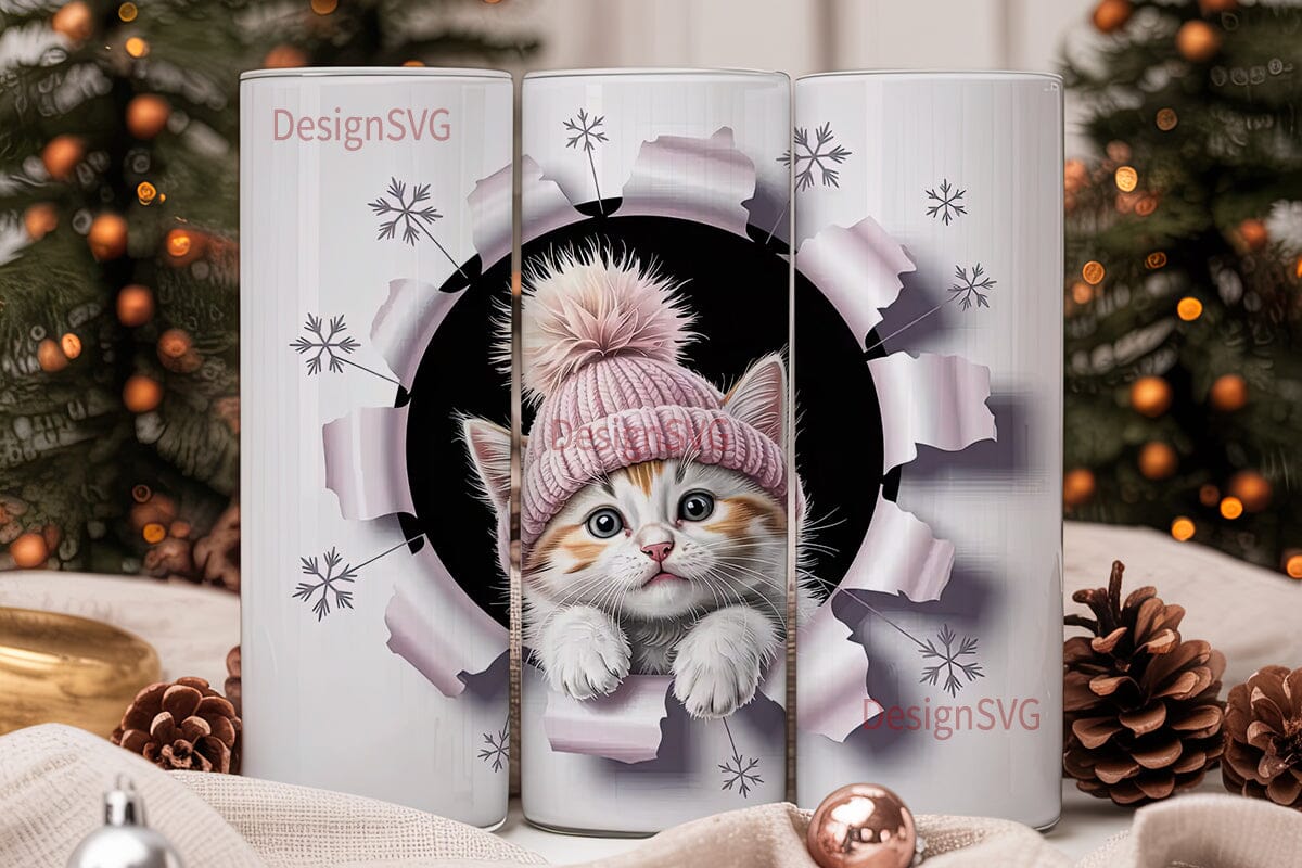 Peeking Kitten 20oz Tumbler Wrap - Image 2