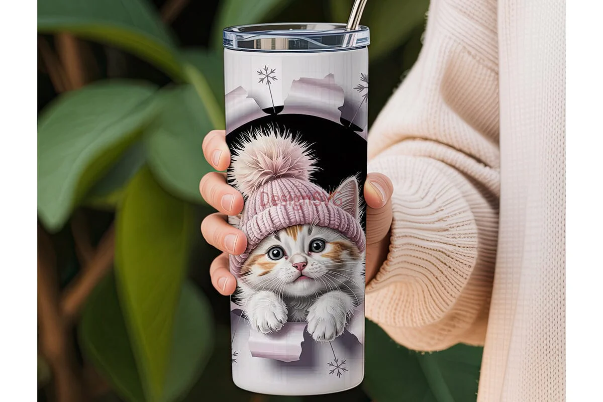 Peeking Kitten 20oz Tumbler Wrap - Image 3