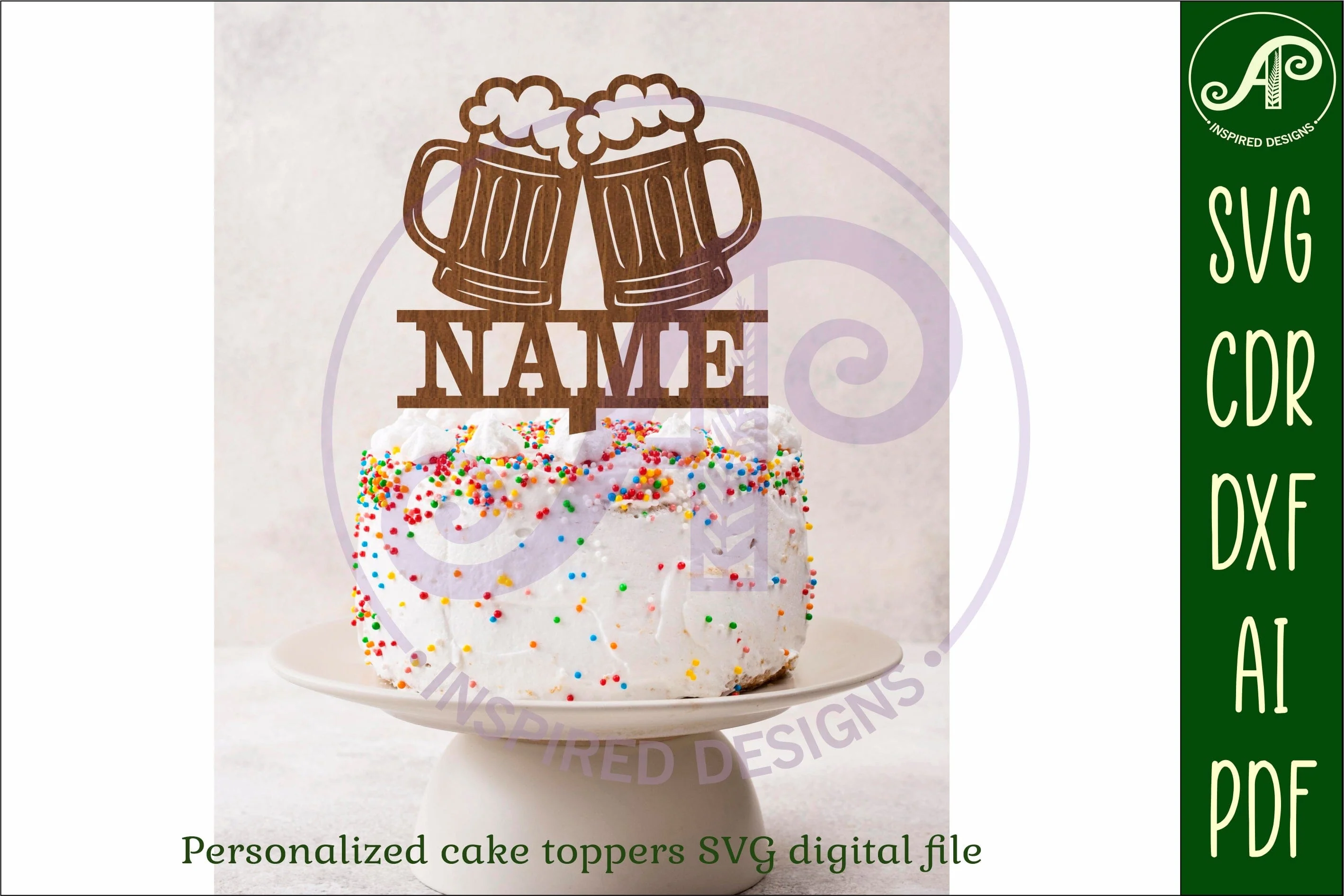 Personalized Beers cake topper SVG laser cut - Image 3