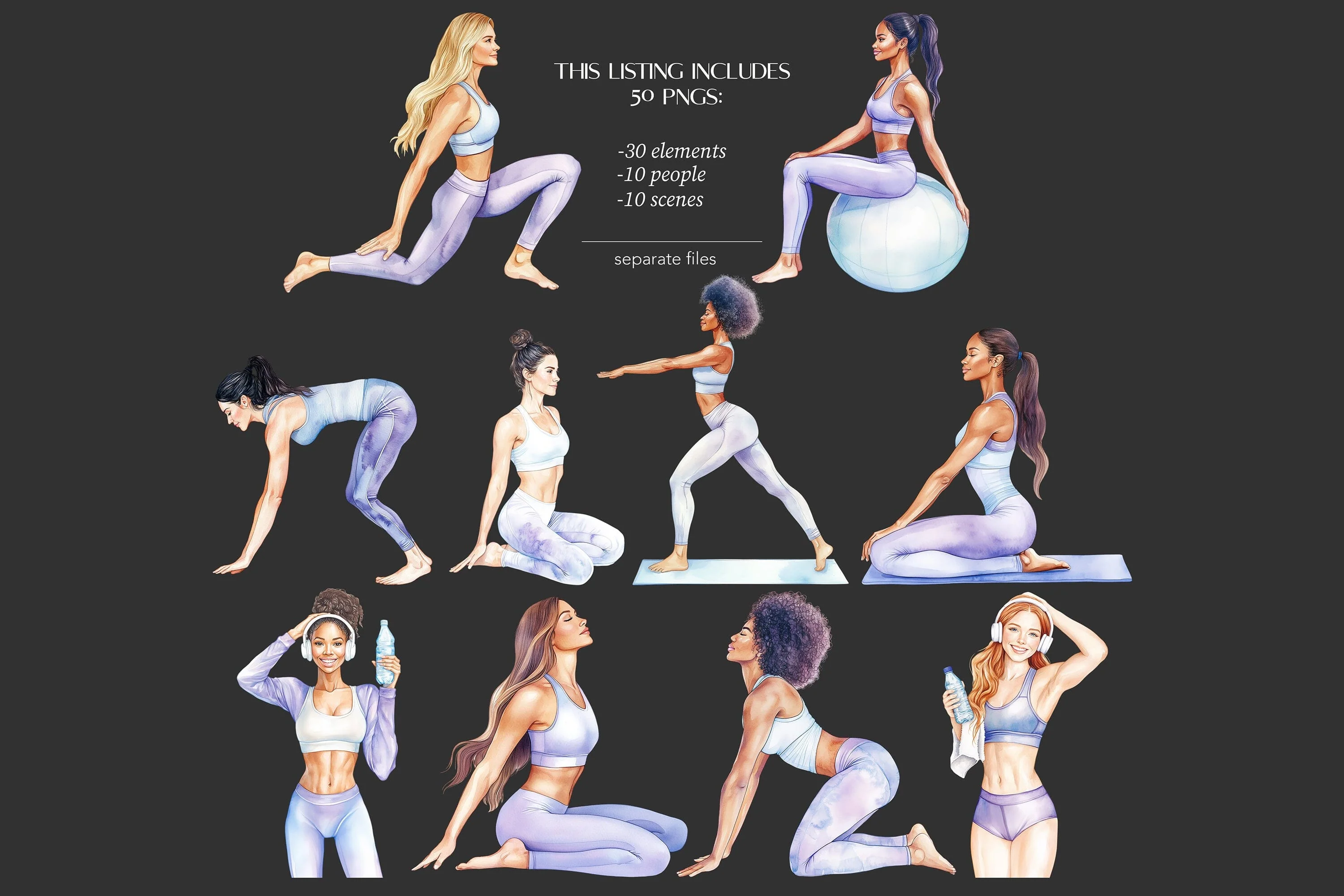 Pilates Girl Clipart | Fitness Clip Art | Yoga PNG Gym - Image 7