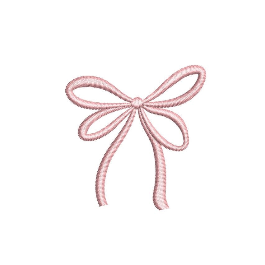 Pink Bow Silk-Like Ribbon Elegant Embroidery Design, 4 sizes, Instant Download