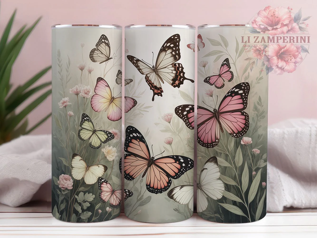 Pink Camo Butterfly Floral Tumbler, Butterfly Camouflage Tumbler, Seamless Floral Wrap, Whimsical Butterfly Wrap, Artistic Camo Wrap, Sublimation Design, Trendy Gift Idea