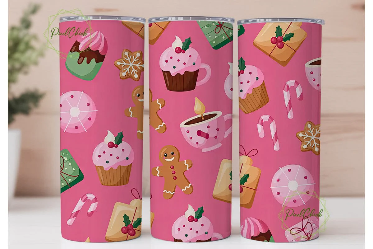 Pink Christmas Sweets 20oz Tumbler Wrap