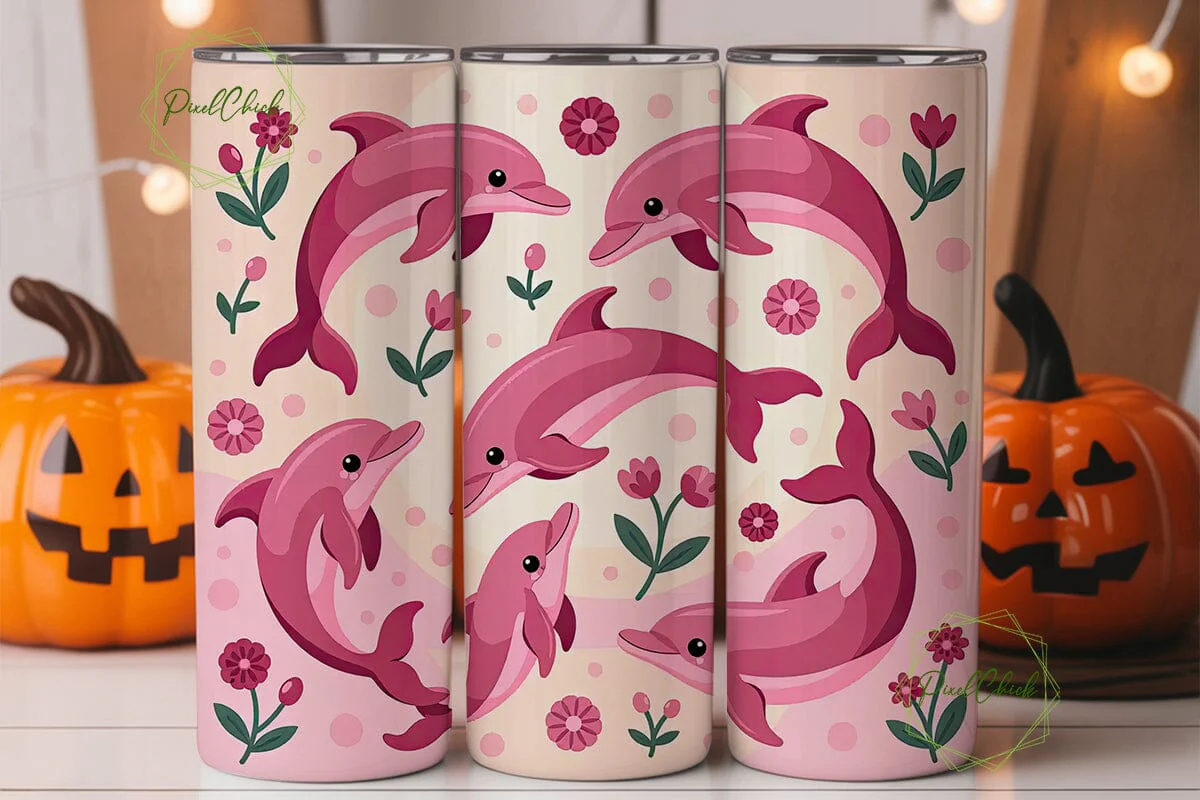 Pink Dolphin Tumbler Wrap - Image 2