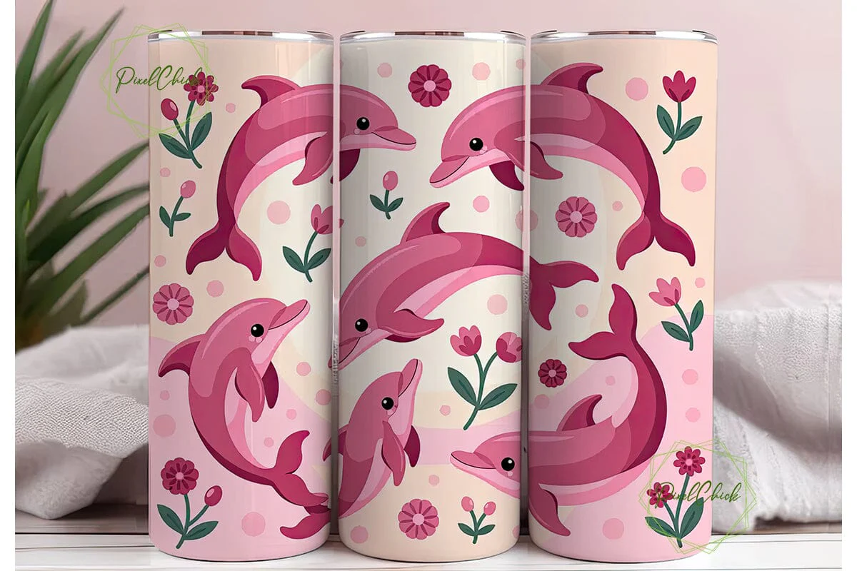 Pink Dolphin Tumbler Wrap - Image 3