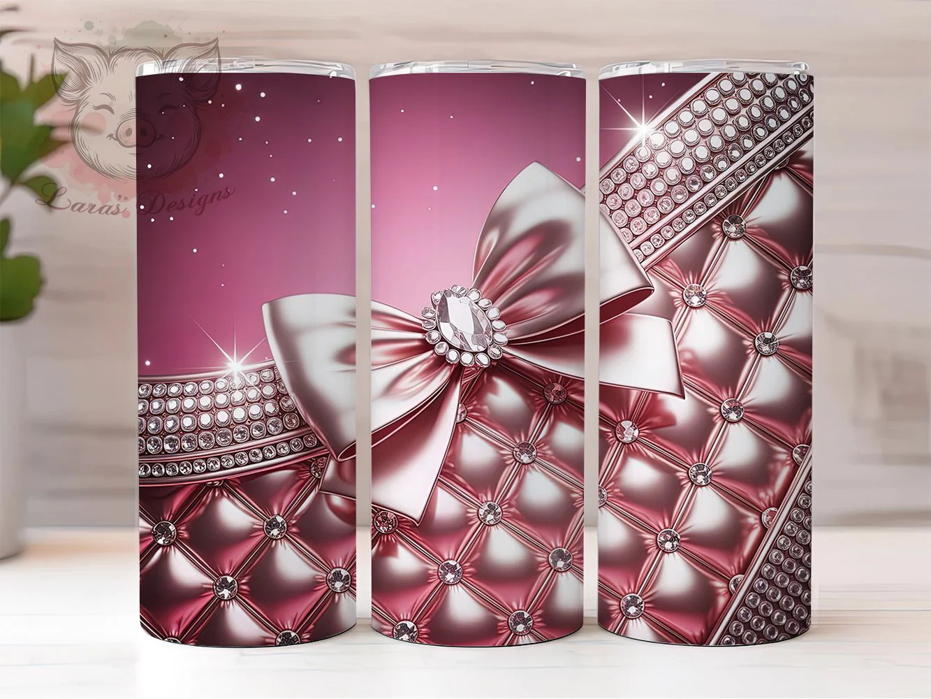 Pink Glam Diamond Bow Tumbler Wrap, Diamond Bow, Elegant Style, Sparkling Design, Chic Theme, Tumbler Wrap, Sublimation Design