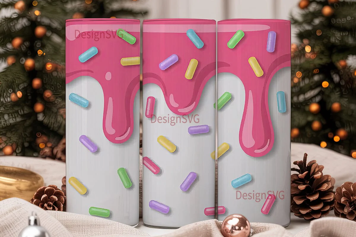 Pink Glaze & Sprinkles 20oz Tumbler Wrap - Image 2
