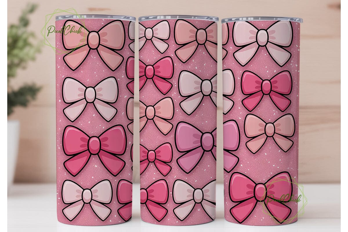 Pink Glitter Bows 20oz Tumbler Wrap