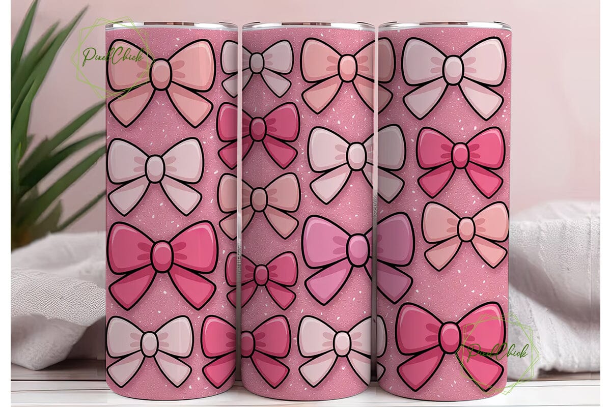 Pink Glitter Bows 20oz Tumbler Wrap - Image 3