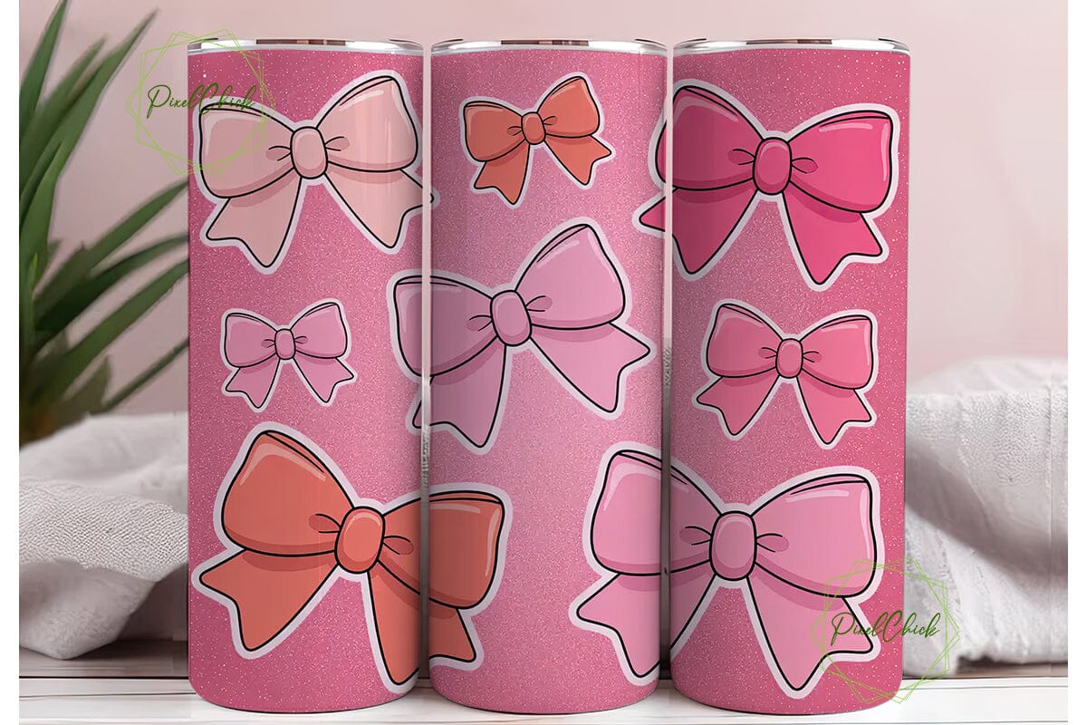 Pink Glitter Bows 20oz Tumbler Wrap - Image 3