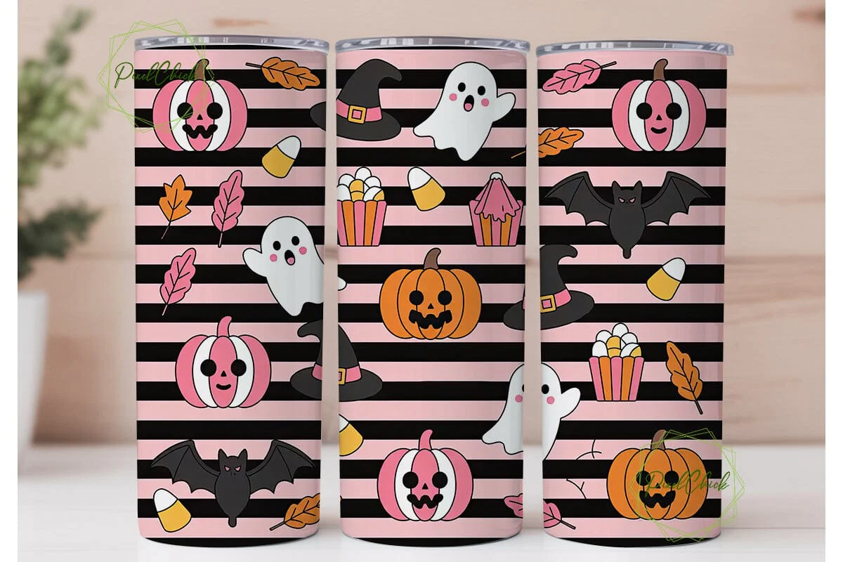 Pink Kawaii Halloween 20oz Tumbler Wrap - Image 2