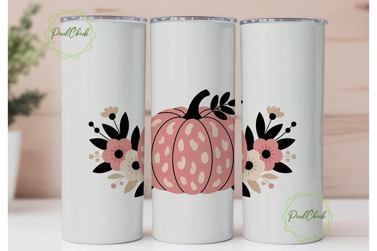 Pink Leopard Pumpkin 20oz Tumbler Wrap - Image 2