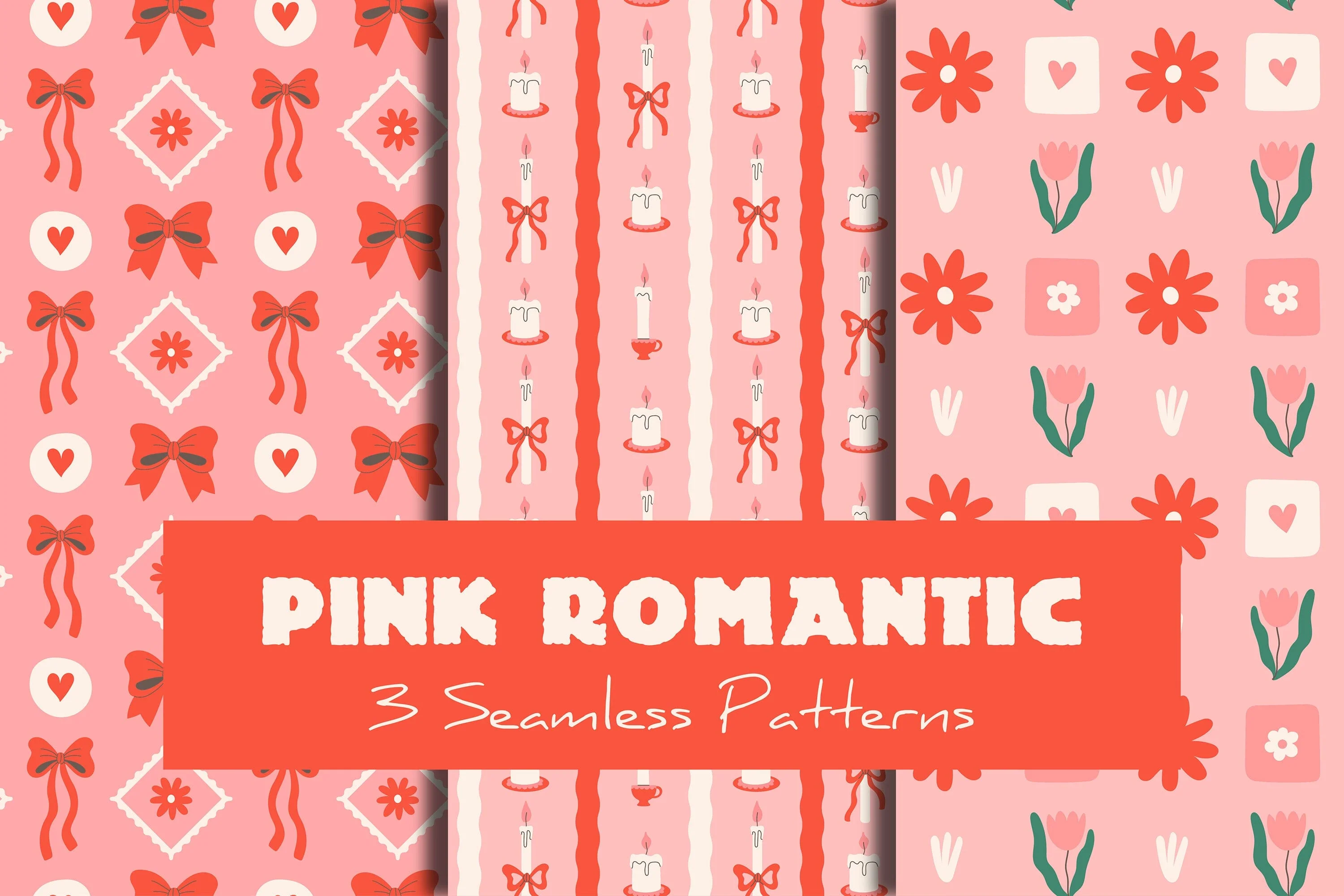 Pink Romantic Seamless Patterns & Digital Papers