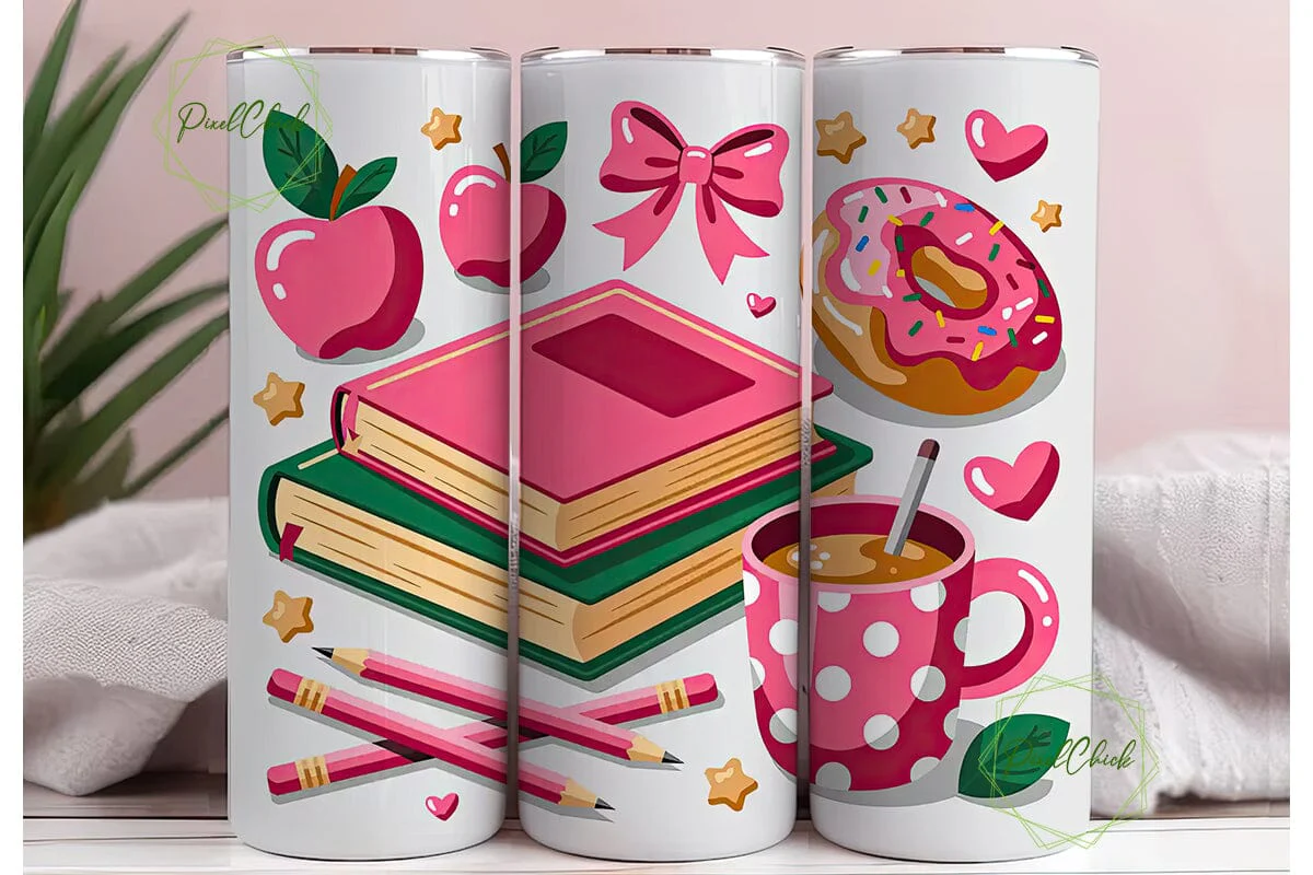 Pink School Tumbler Wrap - Image 3